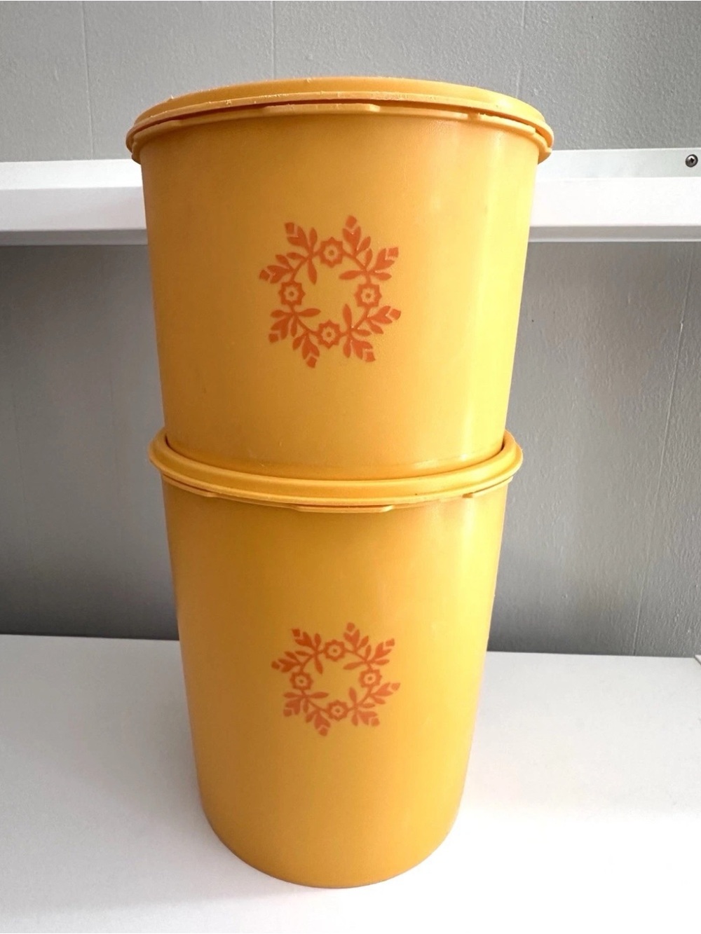Retro Tupperware Canister PAIR - Yellow